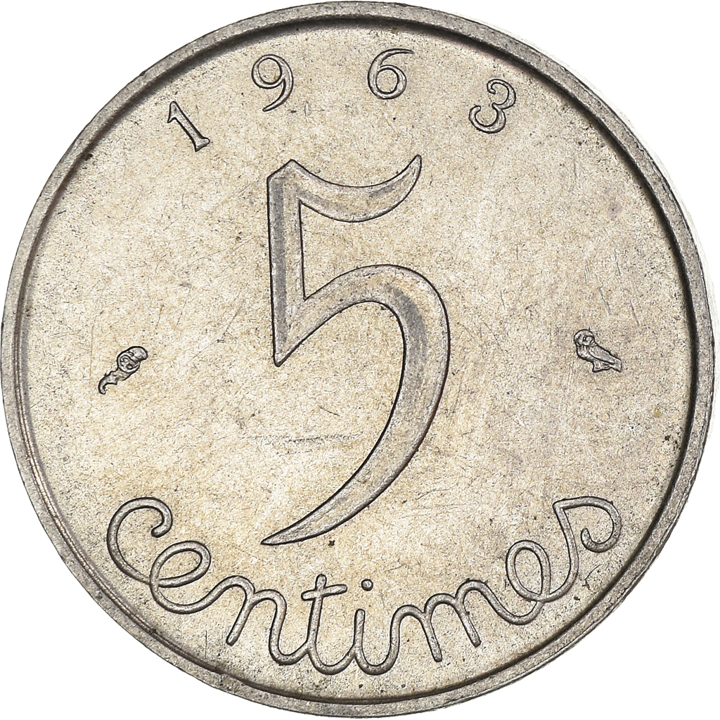 Moneda, Francia, 5 Centimes, 1963