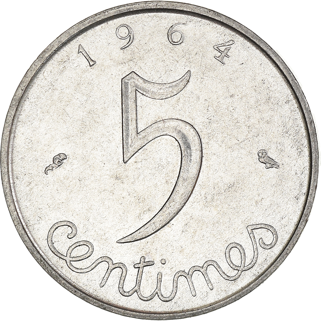 Moneda, Francia, 5 Centimes, 1964