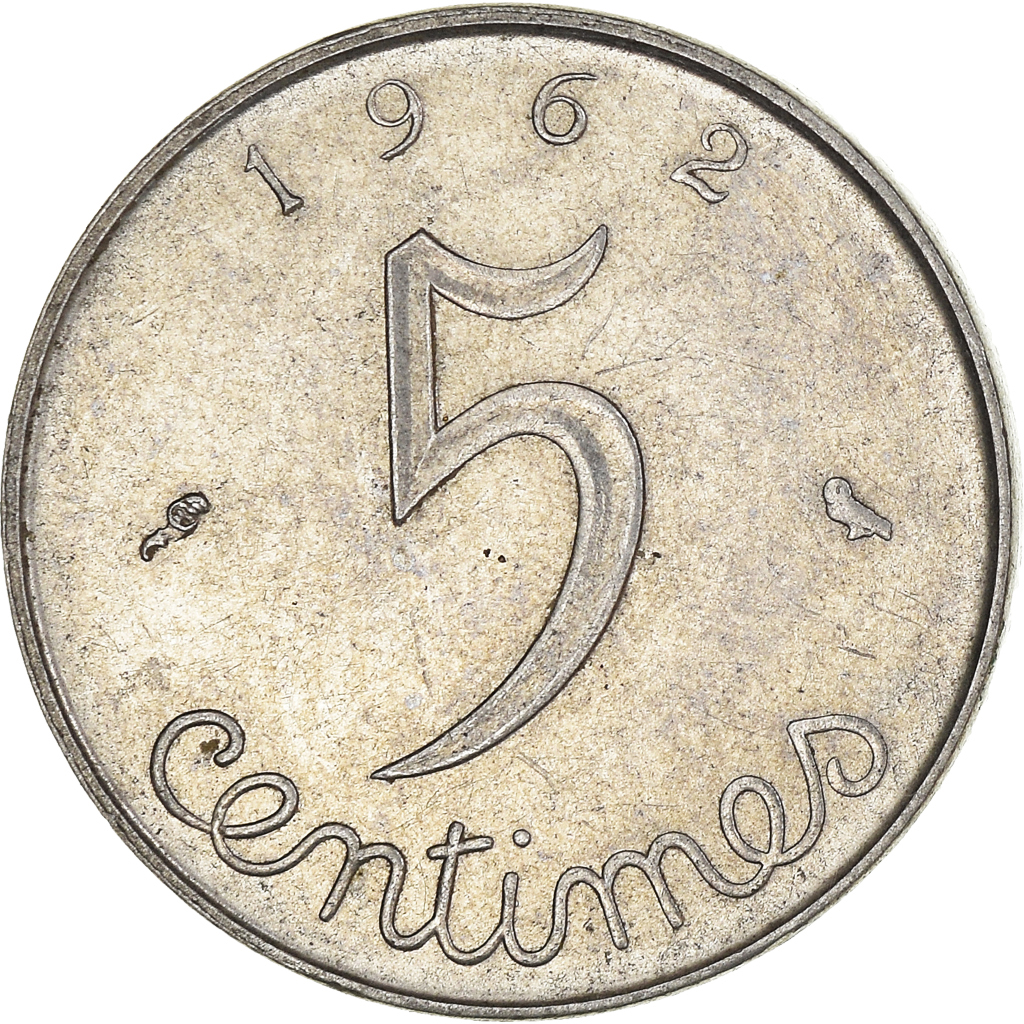 Moneda, Francia, 5 Centimes, 1962