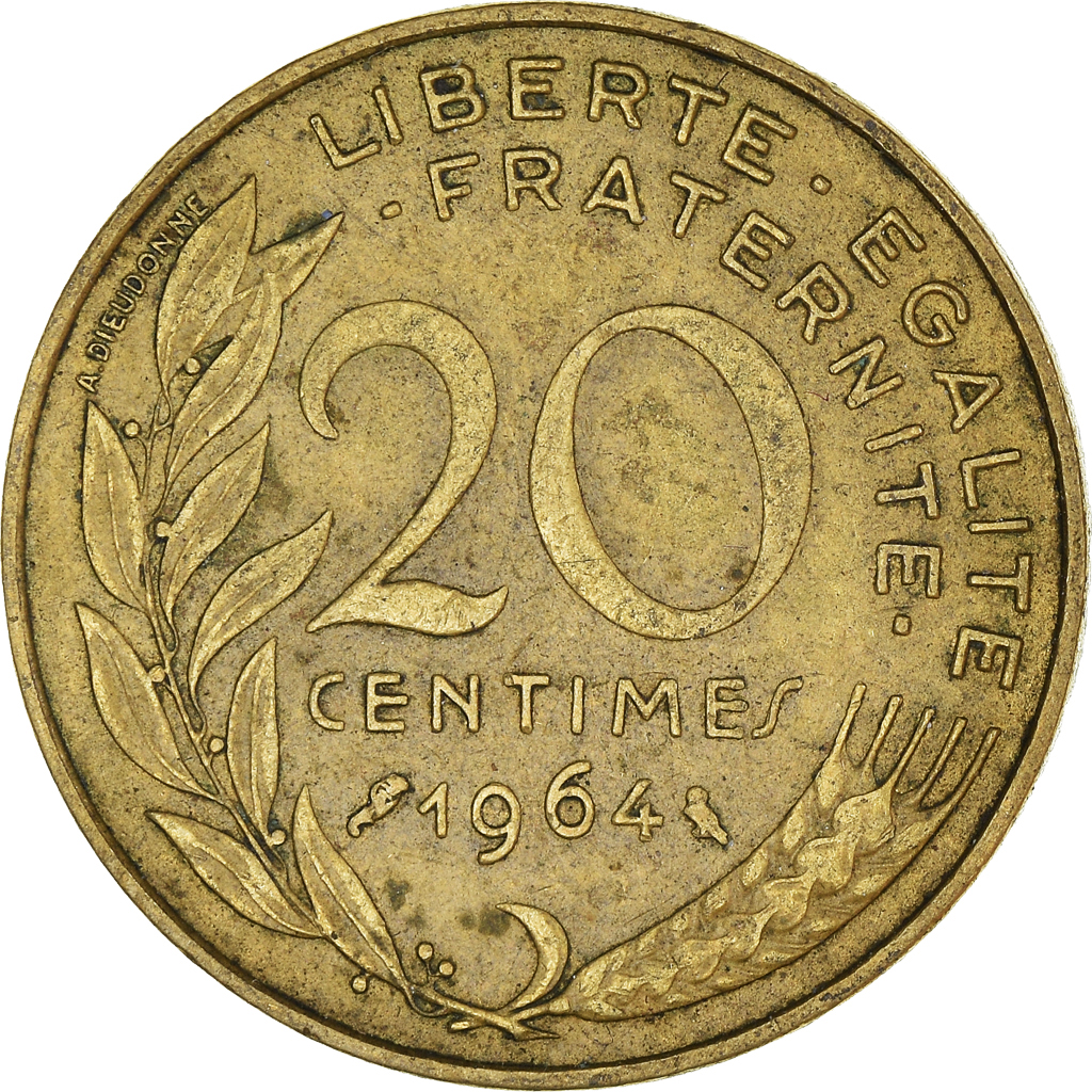Moneda, Francia, 20 Centimes, 1964