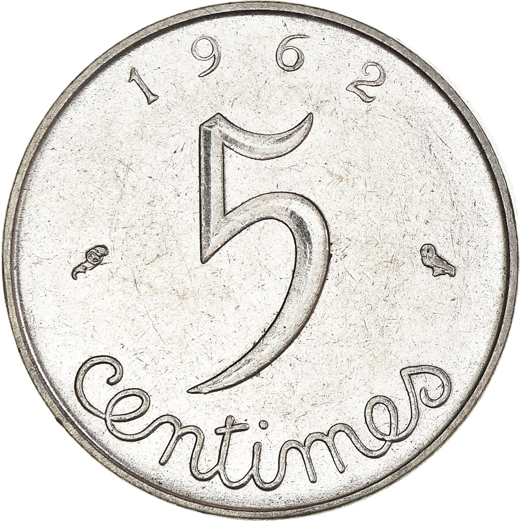 Moneda, Francia, 5 Centimes, 1962