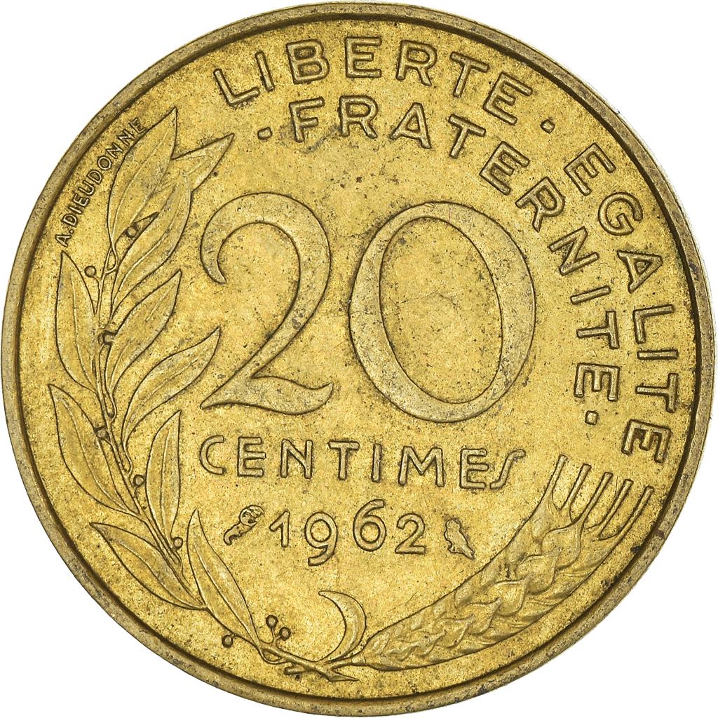 Moneda, Francia, 20 Centimes, 1962