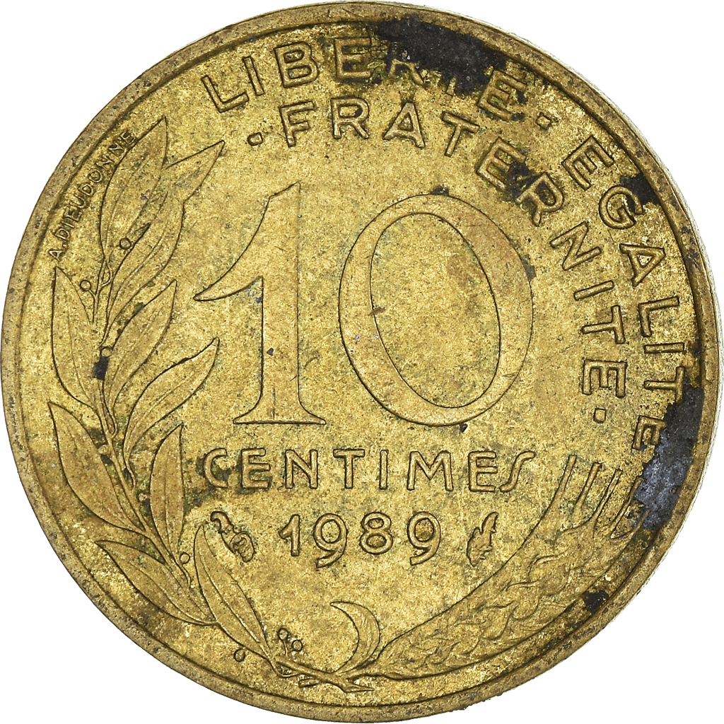 Moneda, Francia, 10 Centimes, 1989