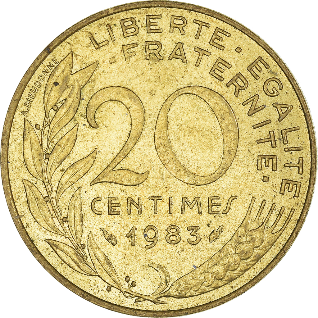 Moneda, Francia, 20 Centimes, 1983
