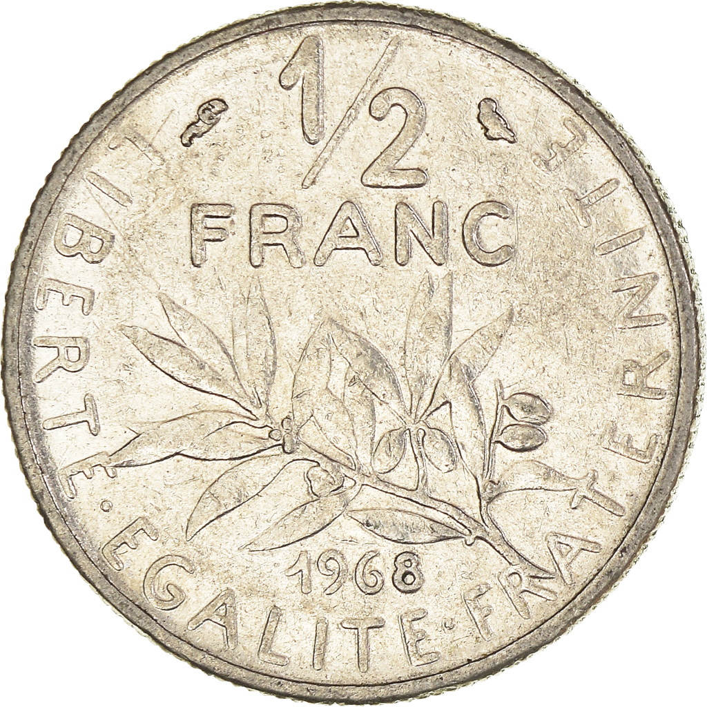 Moneda, Francia, 1/2 Franc, 1968