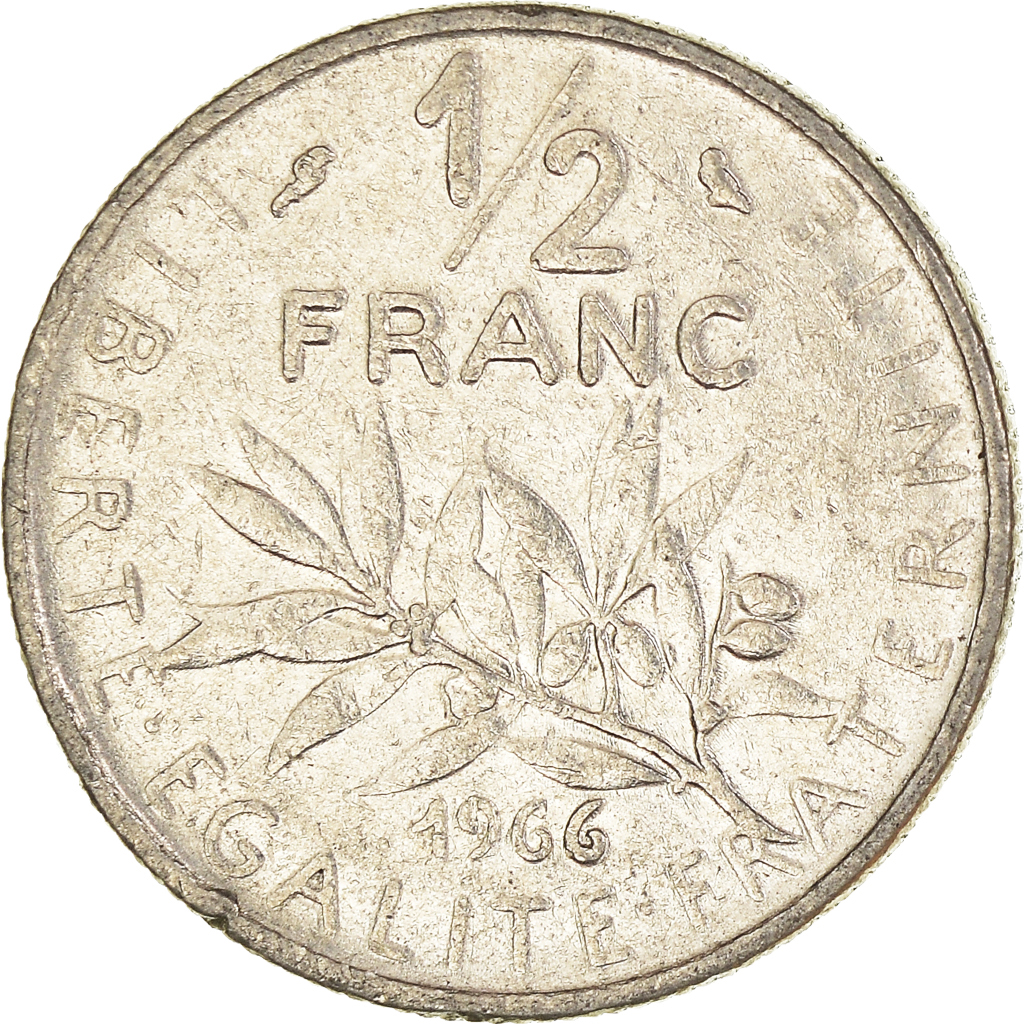 Moneda, Francia, 1/2 Franc, 1966