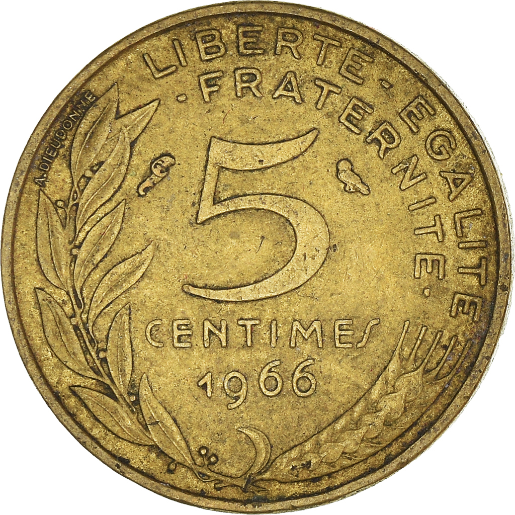 Moneda, Francia, 5 Centimes, 1966