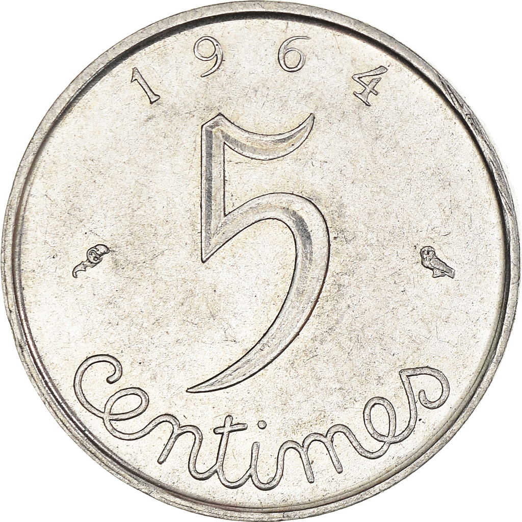 Moneda, Francia, 5 Centimes, 1964