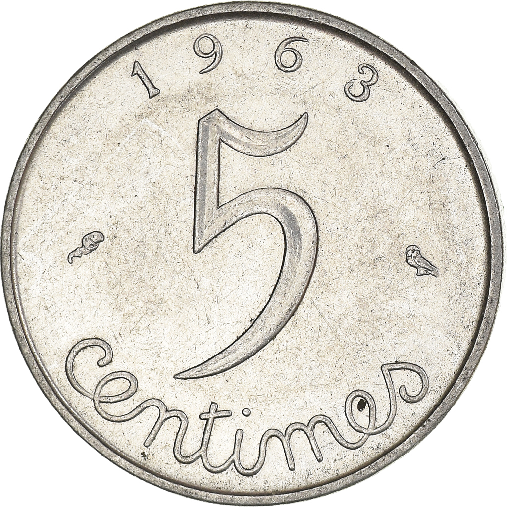 Moneda, Francia, 5 Centimes, 1963