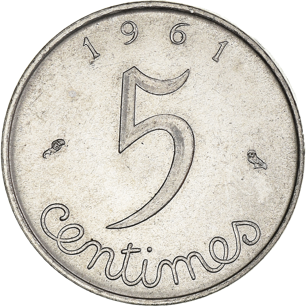Moneda, Francia, 5 Centimes, 1961