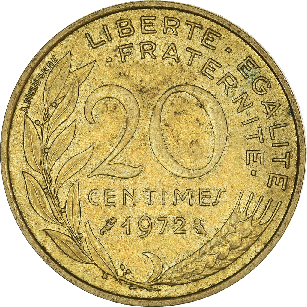 Moneda, Francia, 20 Centimes, 1972