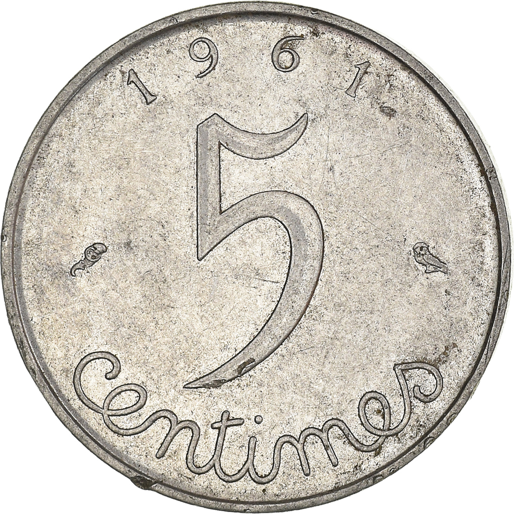 Moneda, Francia, 5 Centimes, 1961