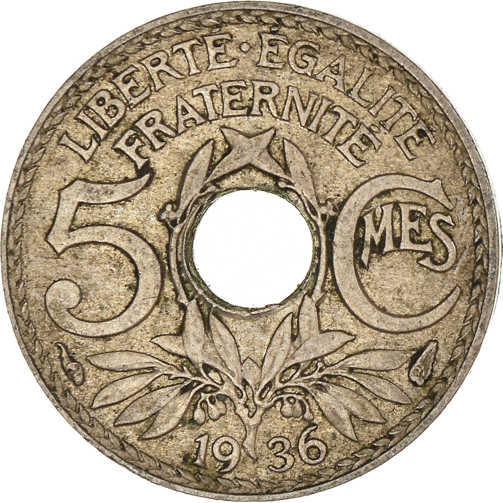 Moneda, Francia, 5 Centimes, 1936