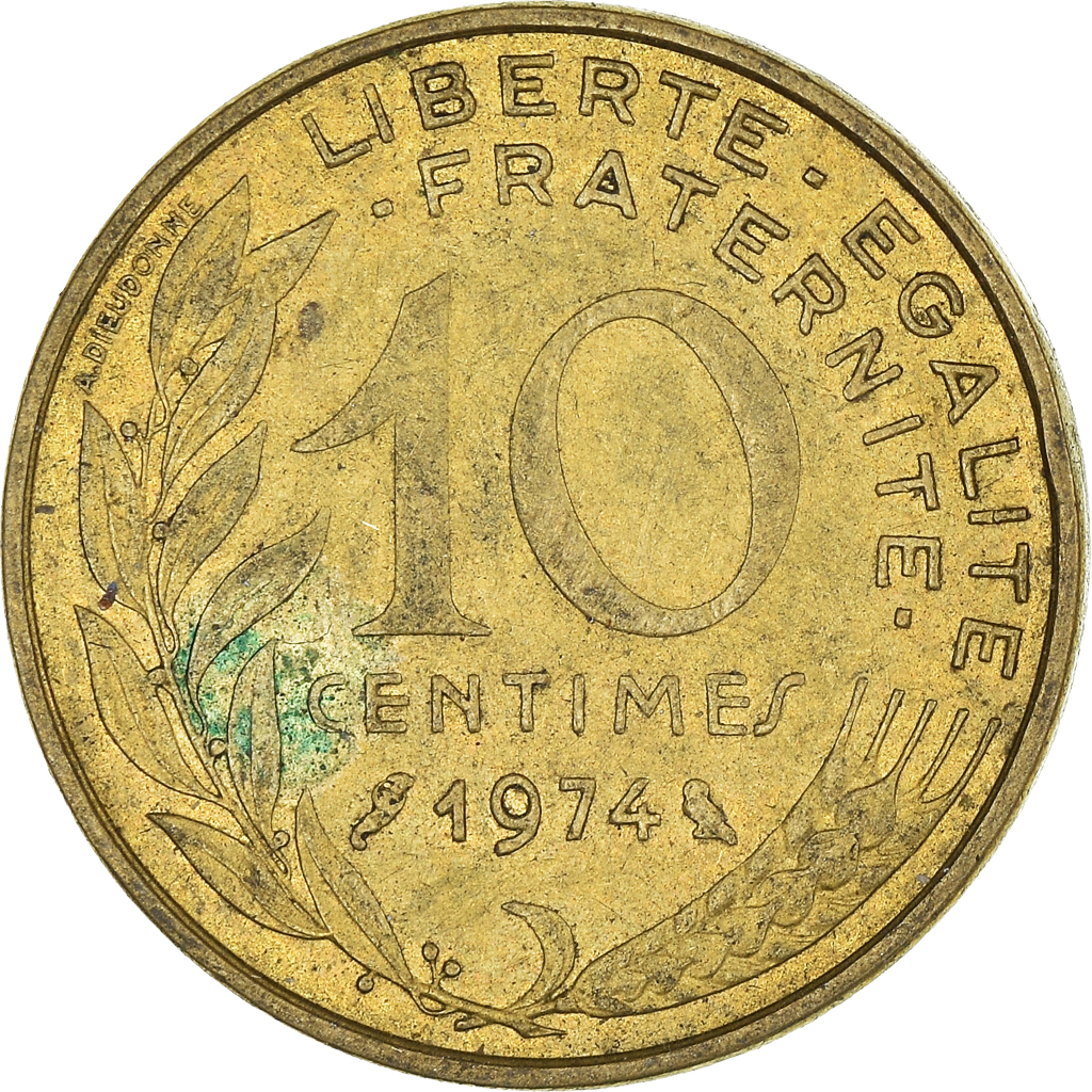 Moneda, Francia, 10 Centimes, 1974