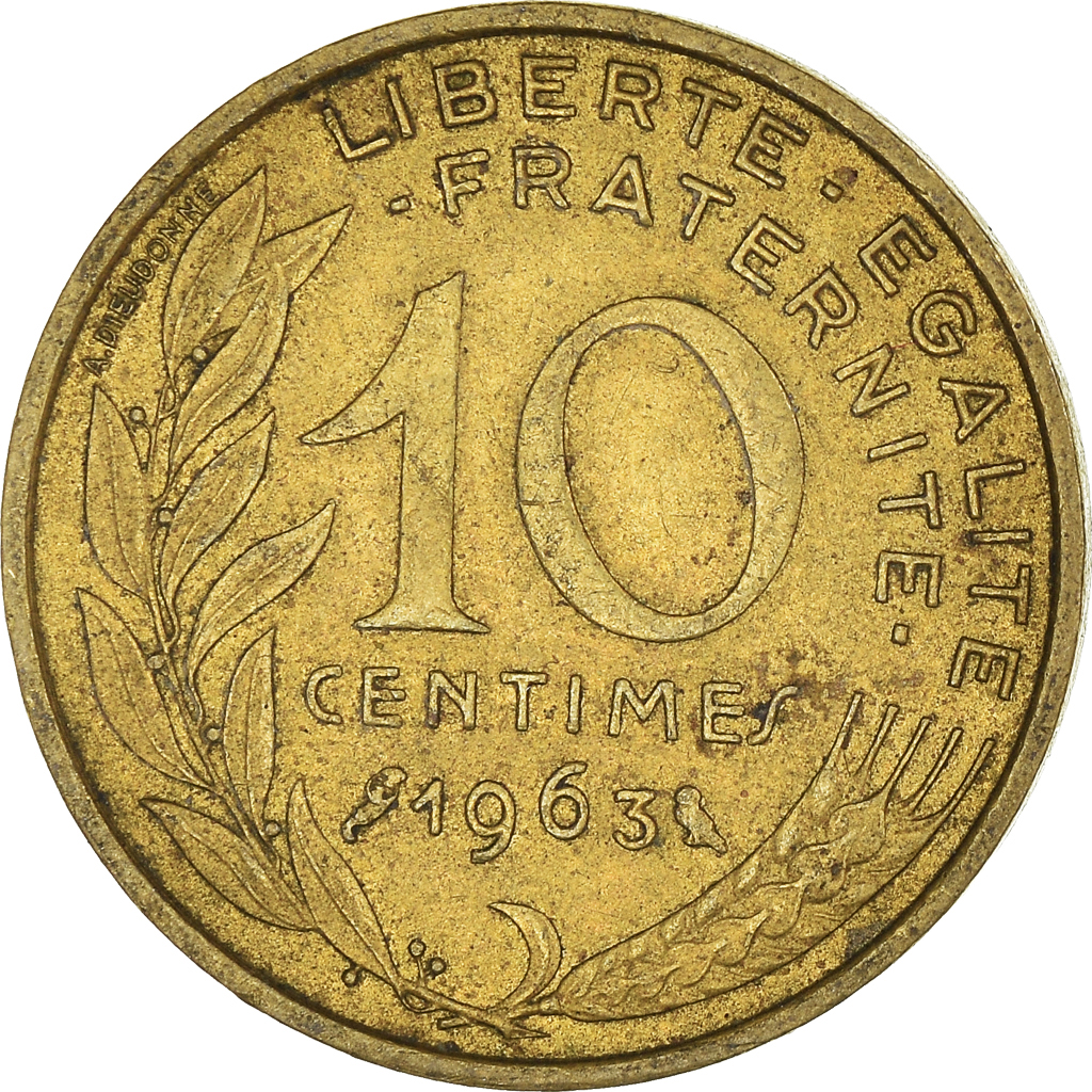 Moneda, Francia, 10 Centimes, 1963