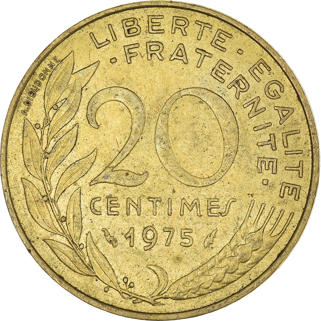 Moneda, Francia, 20 Centimes, 1975