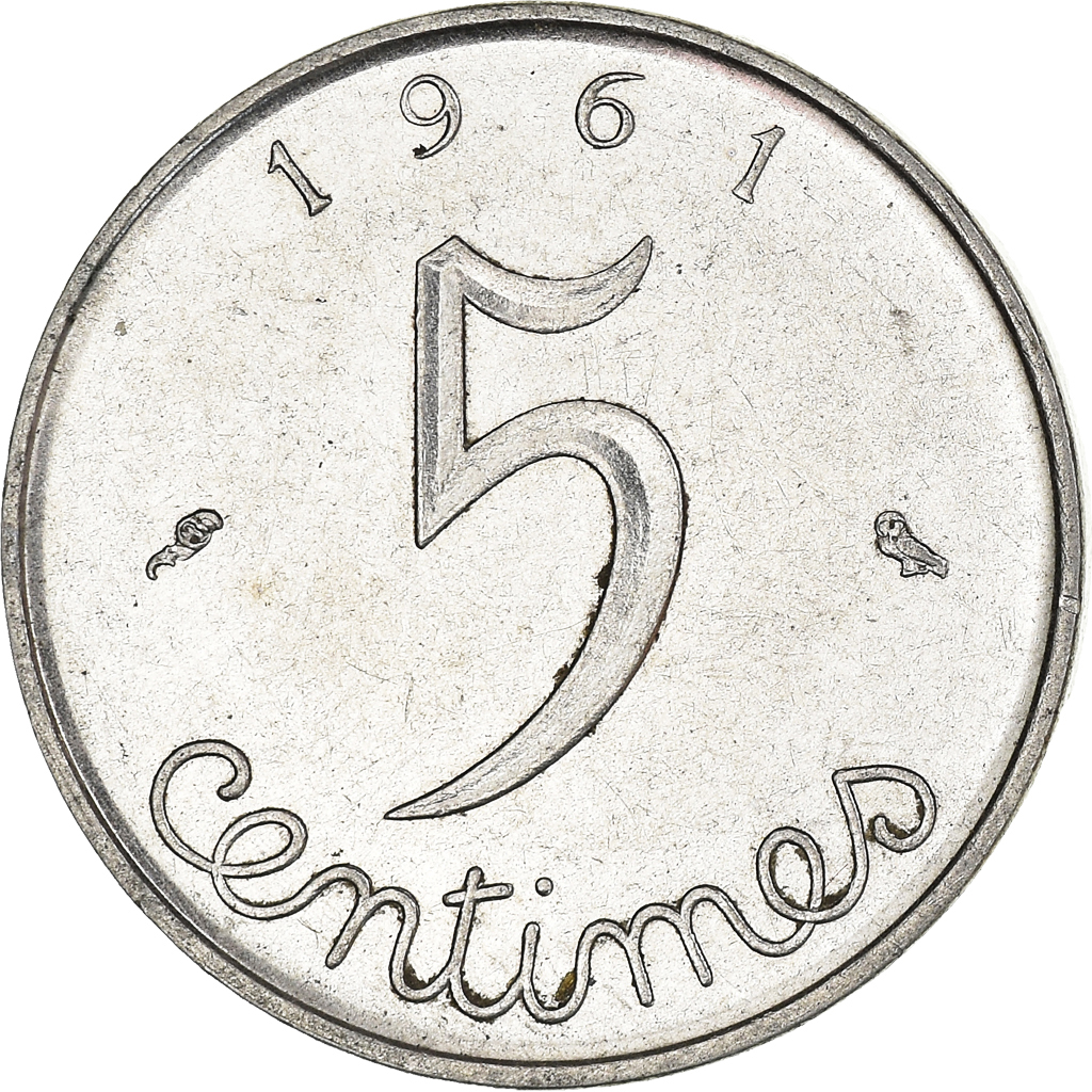 Moneda, Francia, 5 Centimes, 1961
