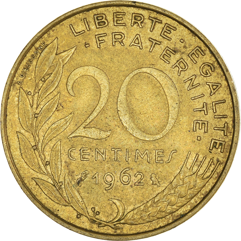 Moneda, Francia, 20 Centimes, 1962