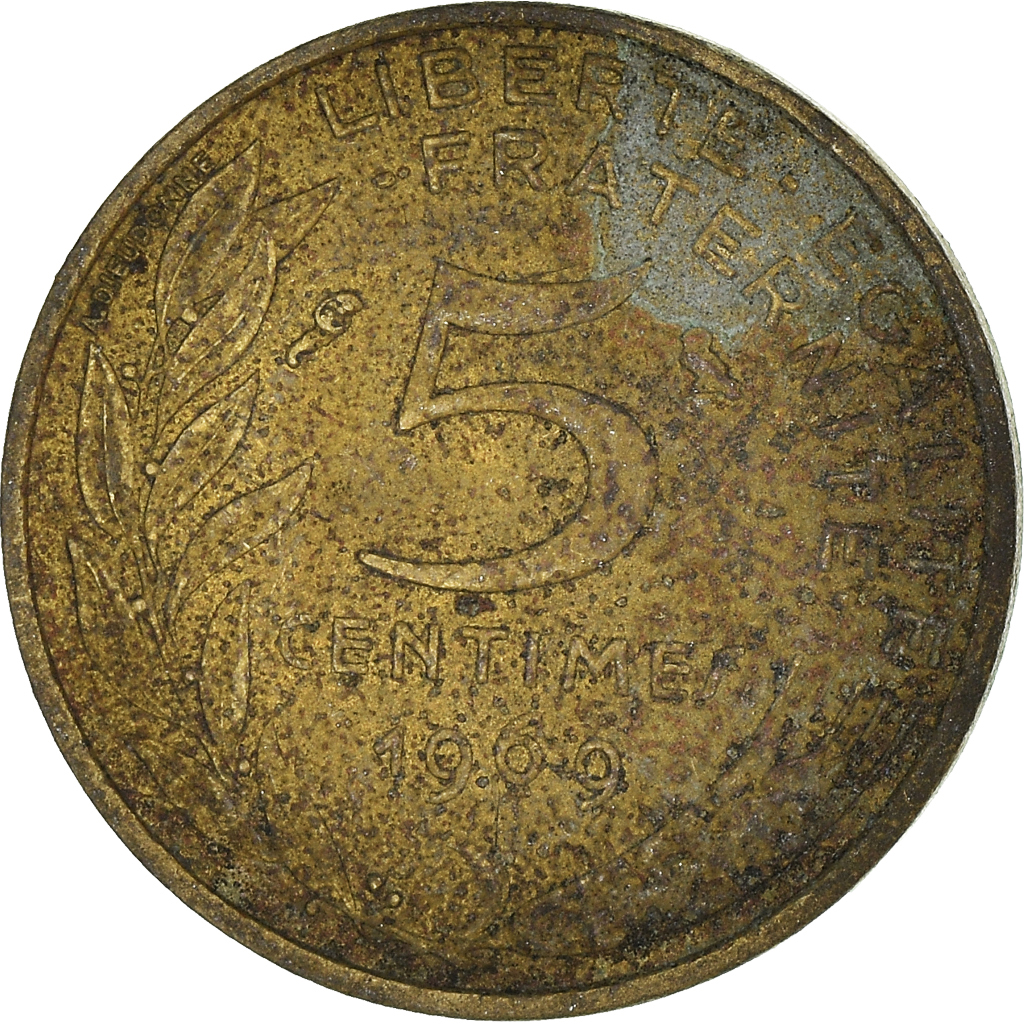 Moneda, Francia, 5 Centimes, 1969