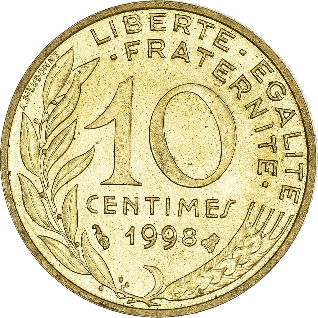 Moneda, Francia, 10 Centimes, 1998