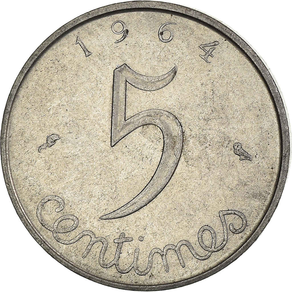 Moneda, Francia, 5 Centimes, 1964