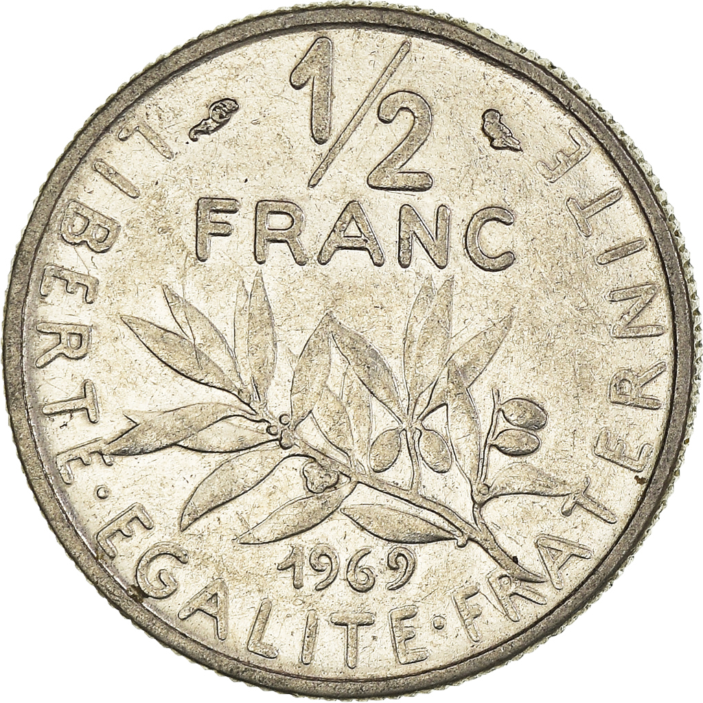 Moneda, Francia, 1/2 Franc, 1969