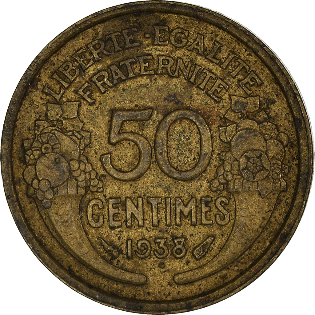 Moneda, Francia, 50 Centimes, 1938