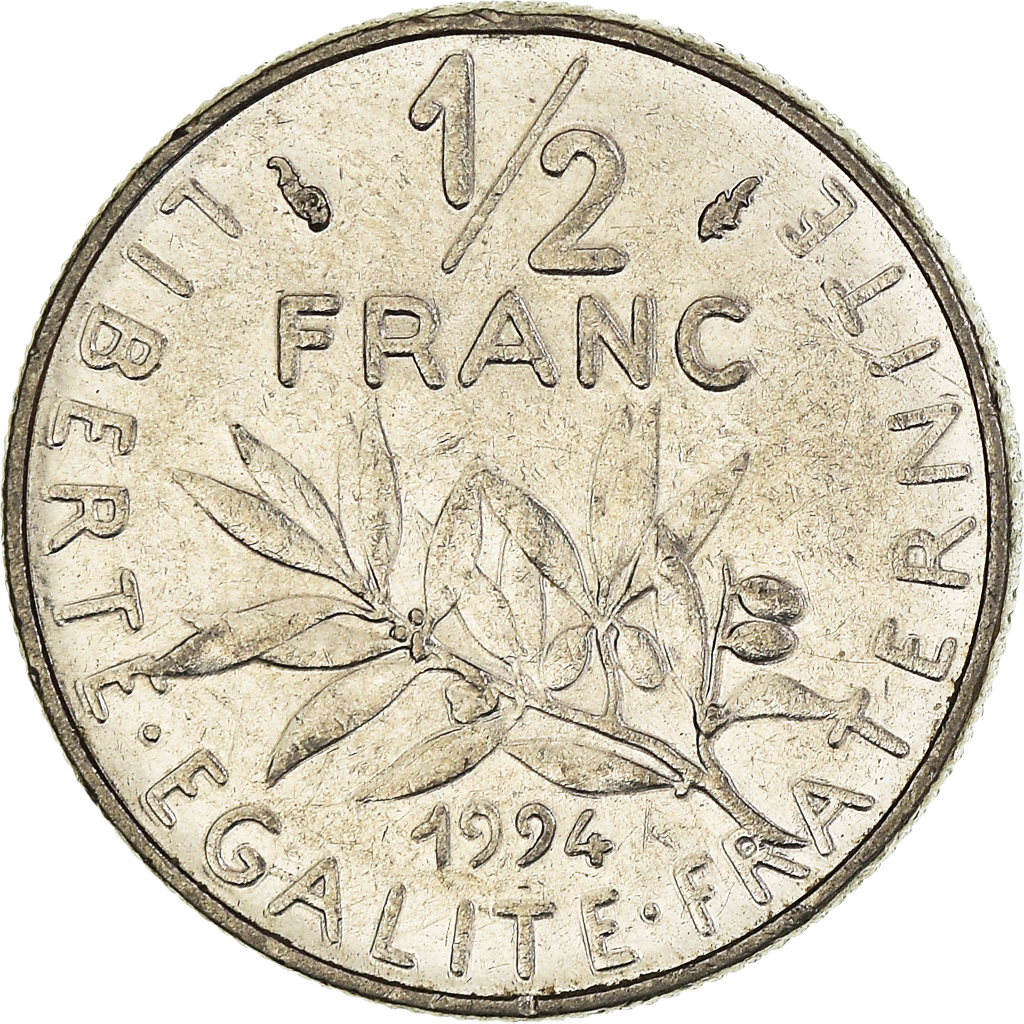Moneda, Francia, 1/2 Franc, 1994