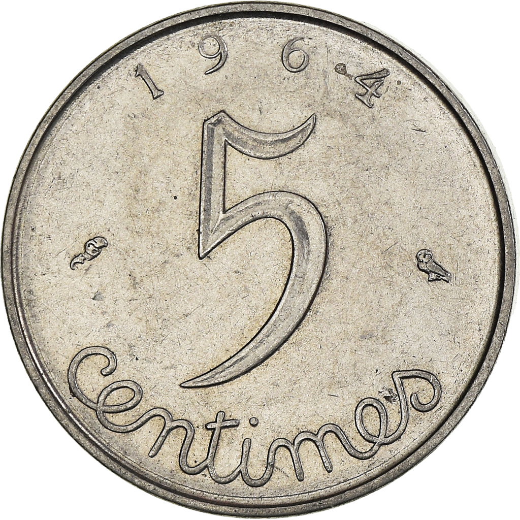 Moneda, Francia, 5 Centimes, 1964