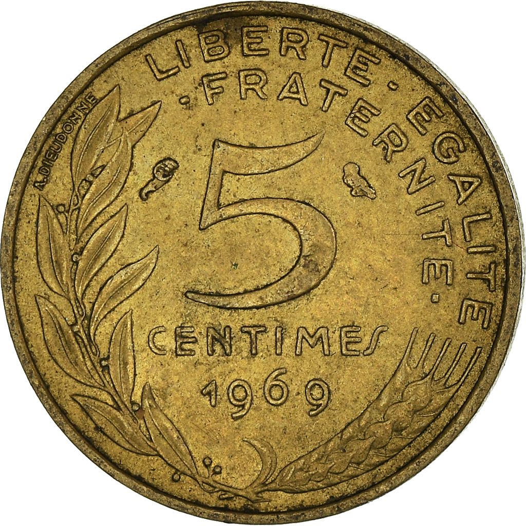 Moneda, Francia, 5 Centimes, 1969