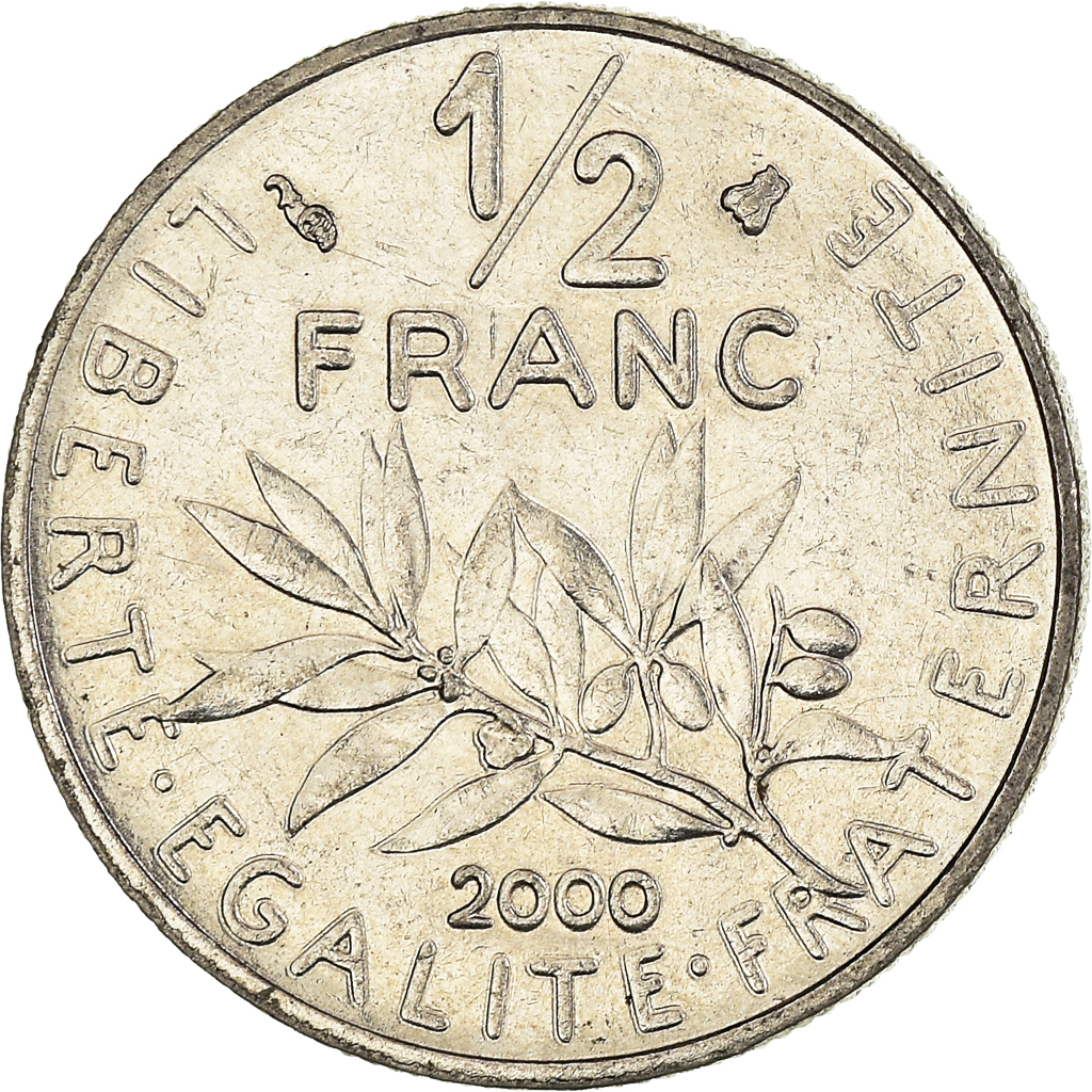 Moneda, Francia, 1/2 Franc, 2000