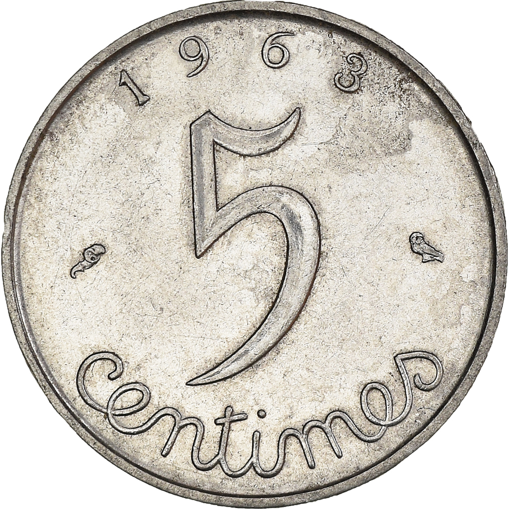 Moneda, Francia, 5 Centimes, 1963