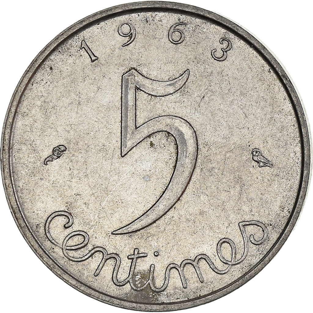 Moneda, Francia, 5 Centimes, 1963