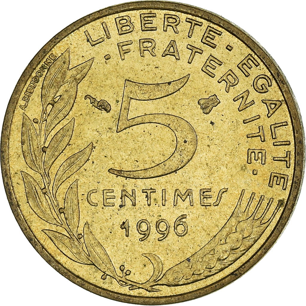 Moneda, Francia, 5 Centimes, 1996