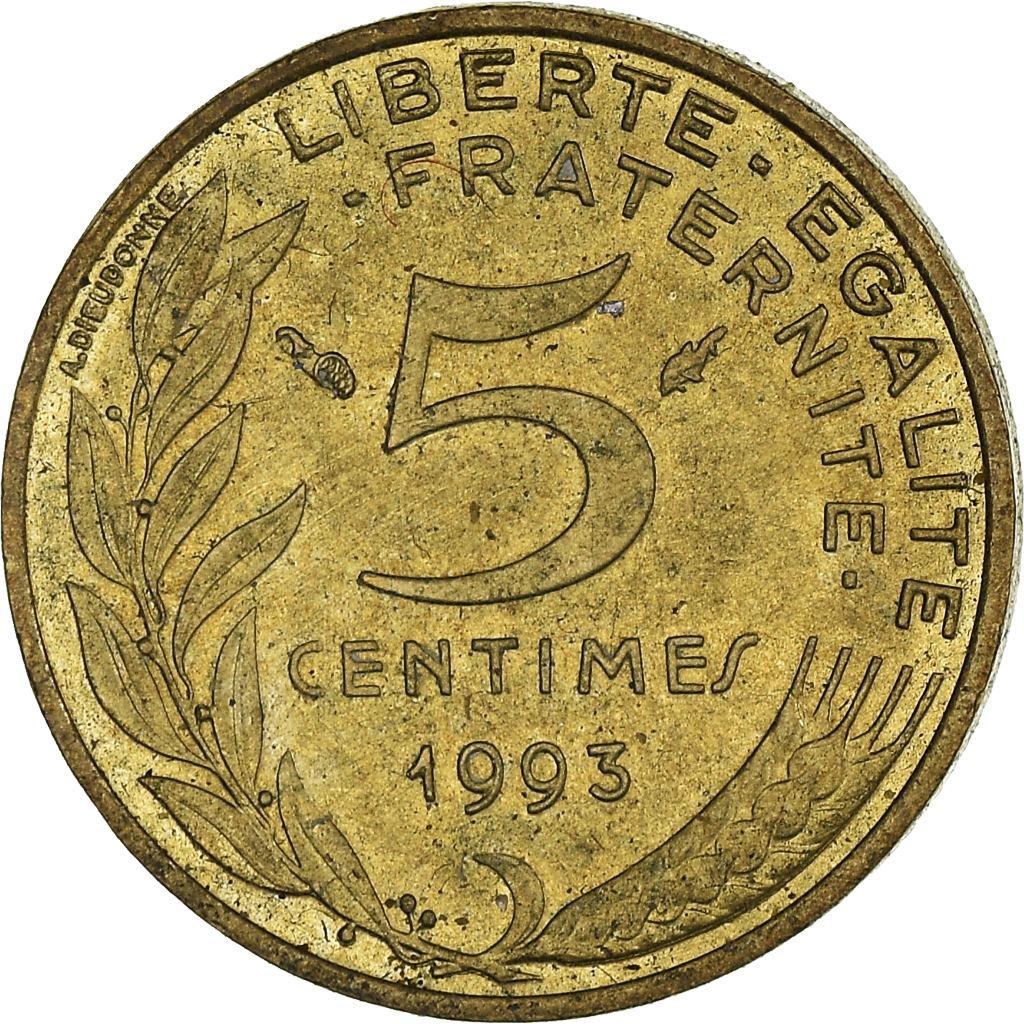 Moneda, Francia, 5 Centimes, 1993