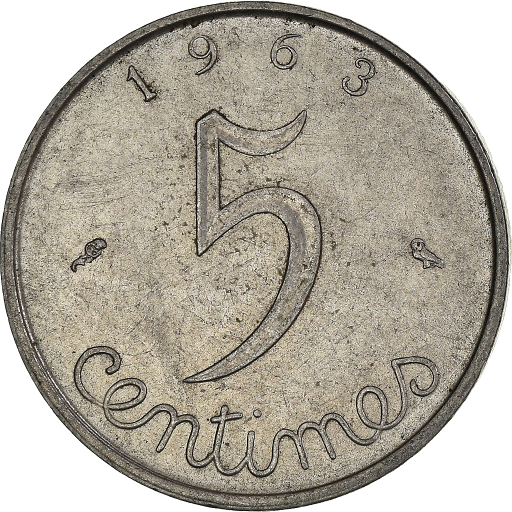 Moneda, Francia, 5 Centimes, 1963