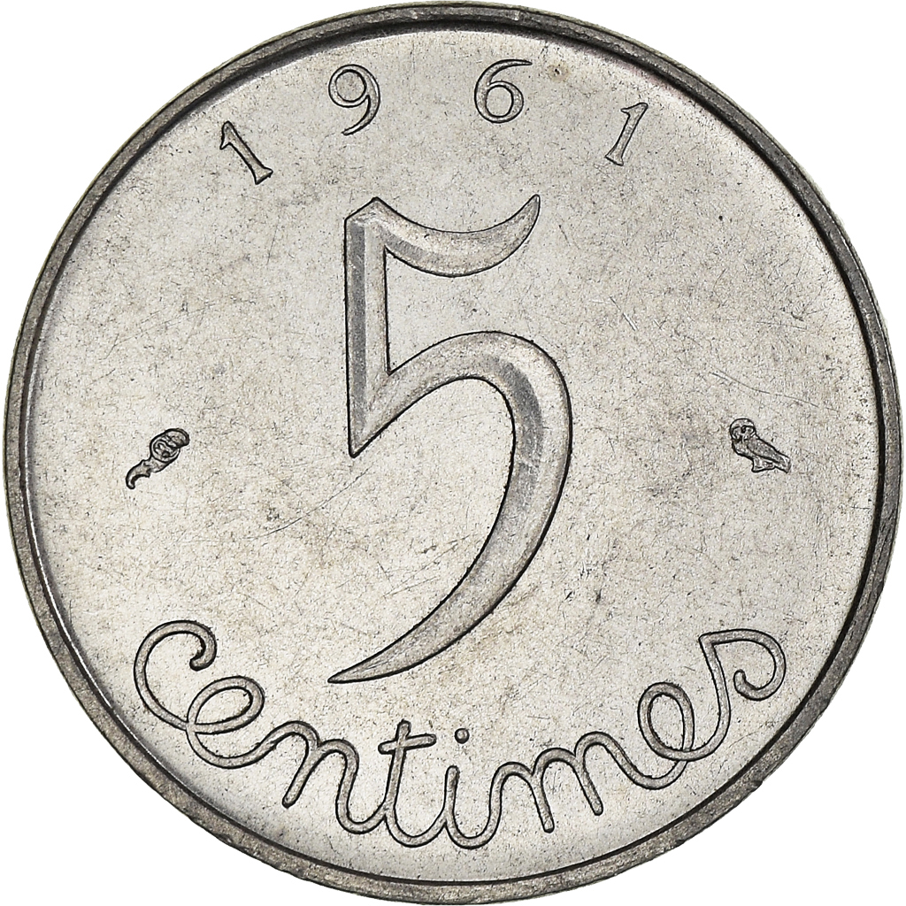 Moneda, Francia, 5 Centimes, 1961
