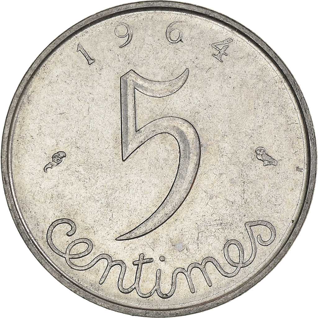 Moneda, Francia, 5 Centimes, 1964