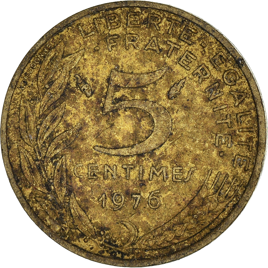Moneda, Francia, 5 Centimes, 1976