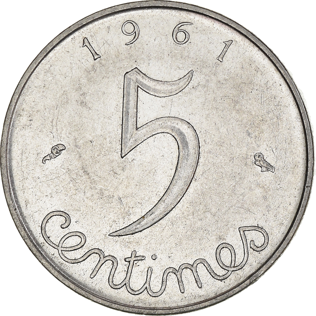 Moneda, Francia, 5 Centimes, 1961