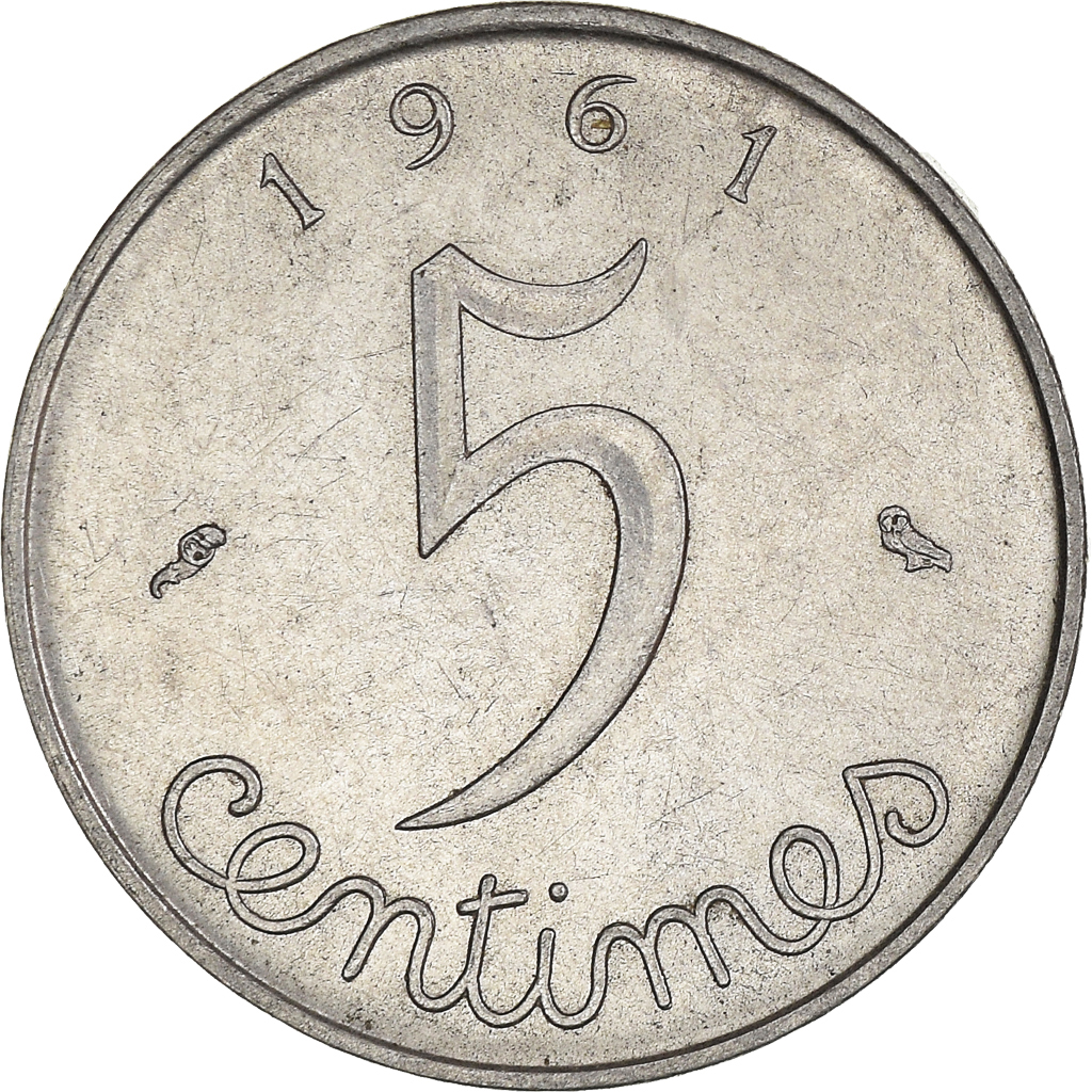 Moneda, Francia, 5 Centimes, 1961