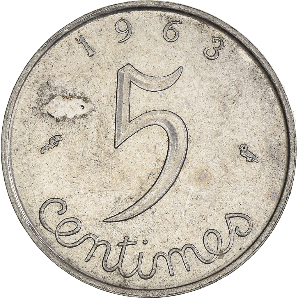Moneda, Francia, 5 Centimes, 1963