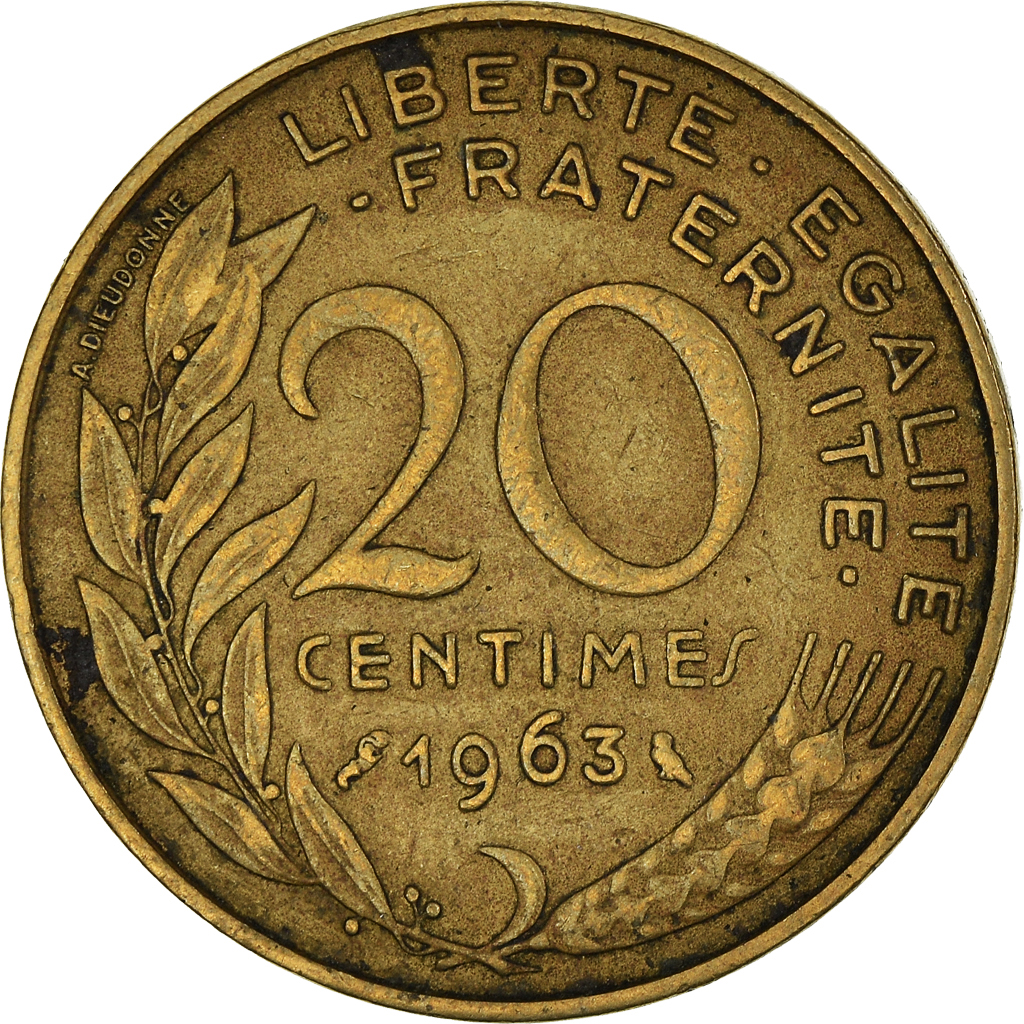 Moneda, Francia, 20 Centimes, 1963
