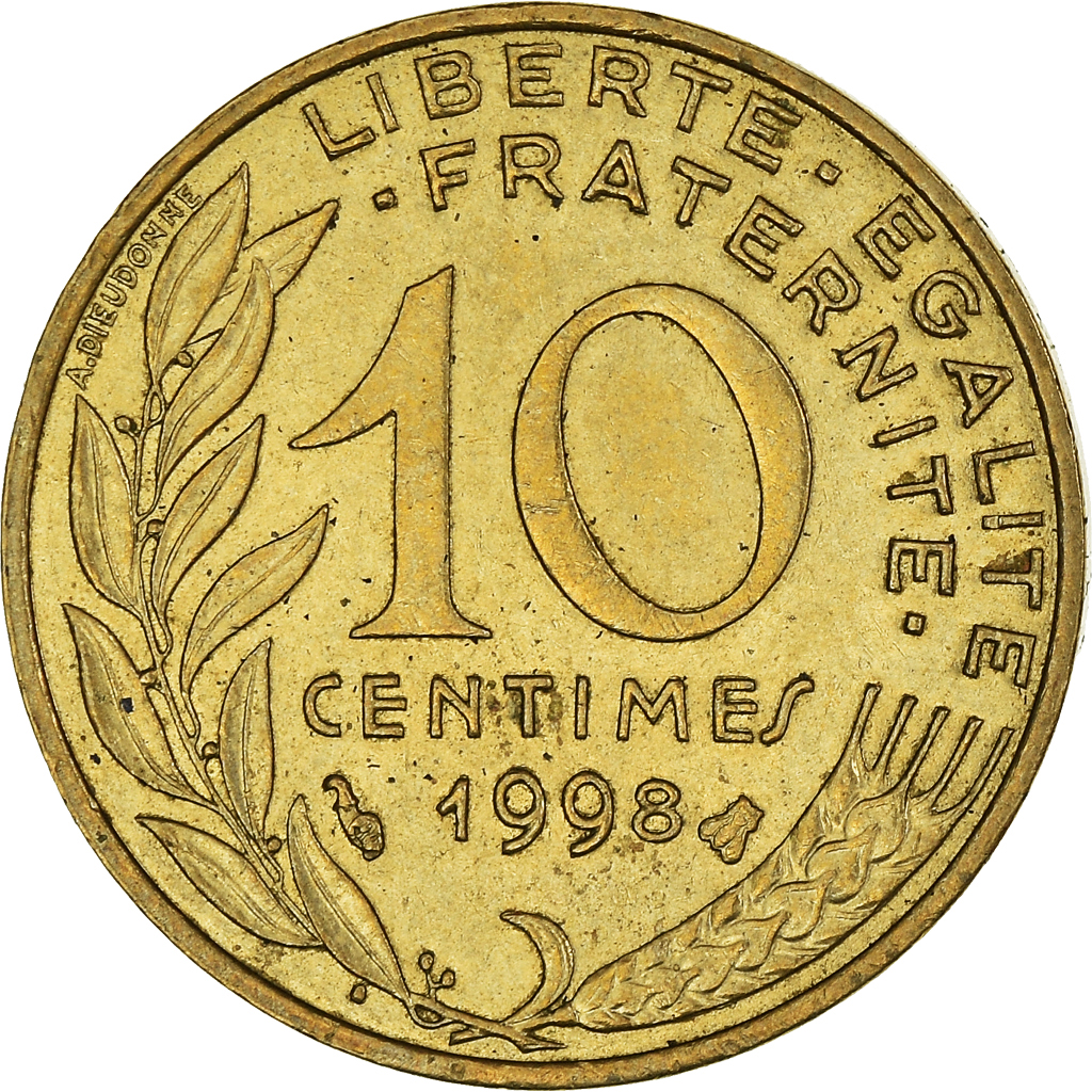 Moneda, Francia, 10 Centimes, 1998