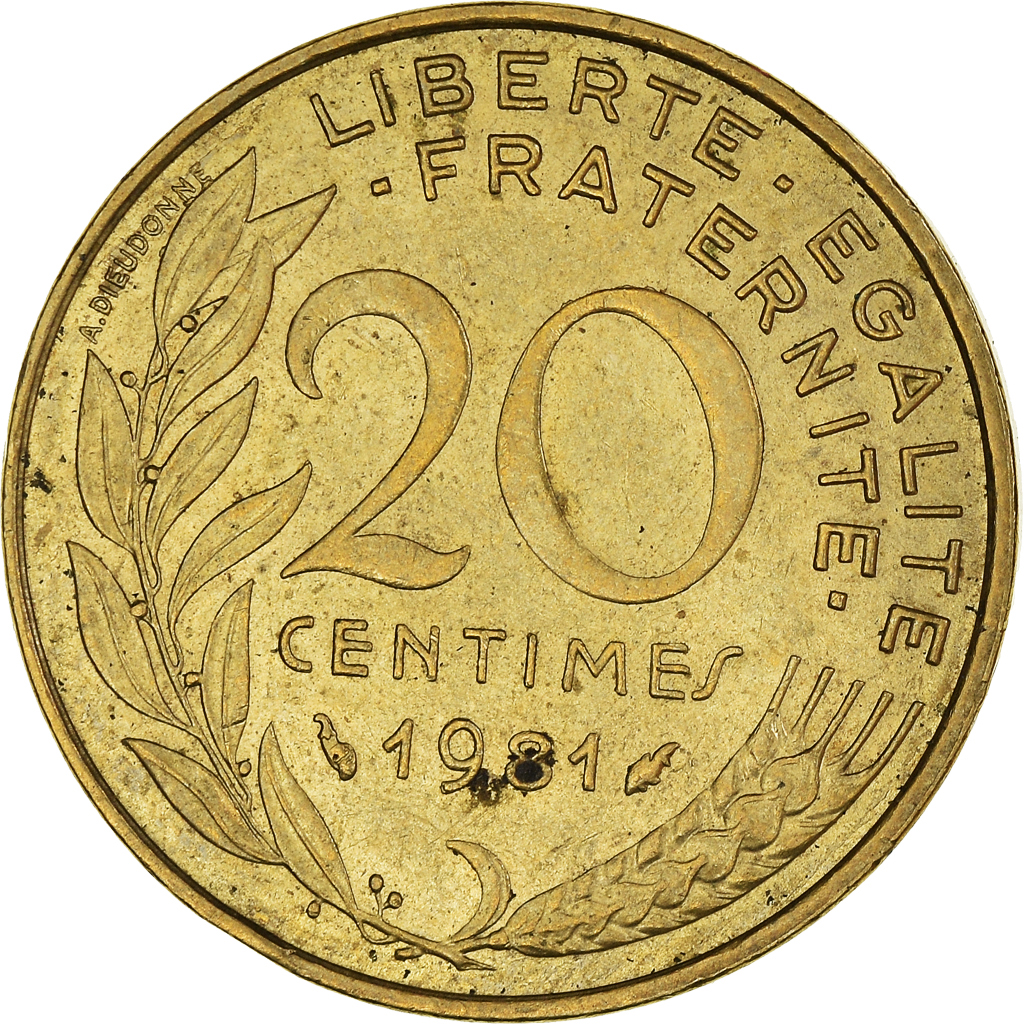 Moneda, Francia, 20 Centimes, 1981