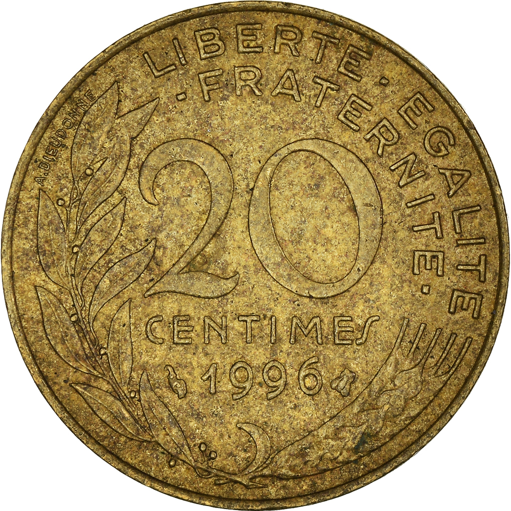 Moneda, Francia, 20 Centimes, 1996