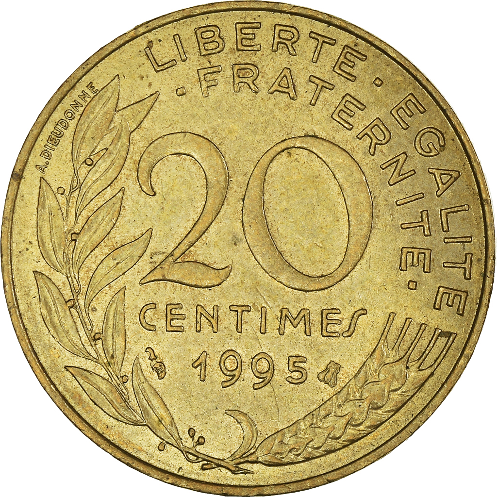 Moneda, Francia, 20 Centimes, 1995