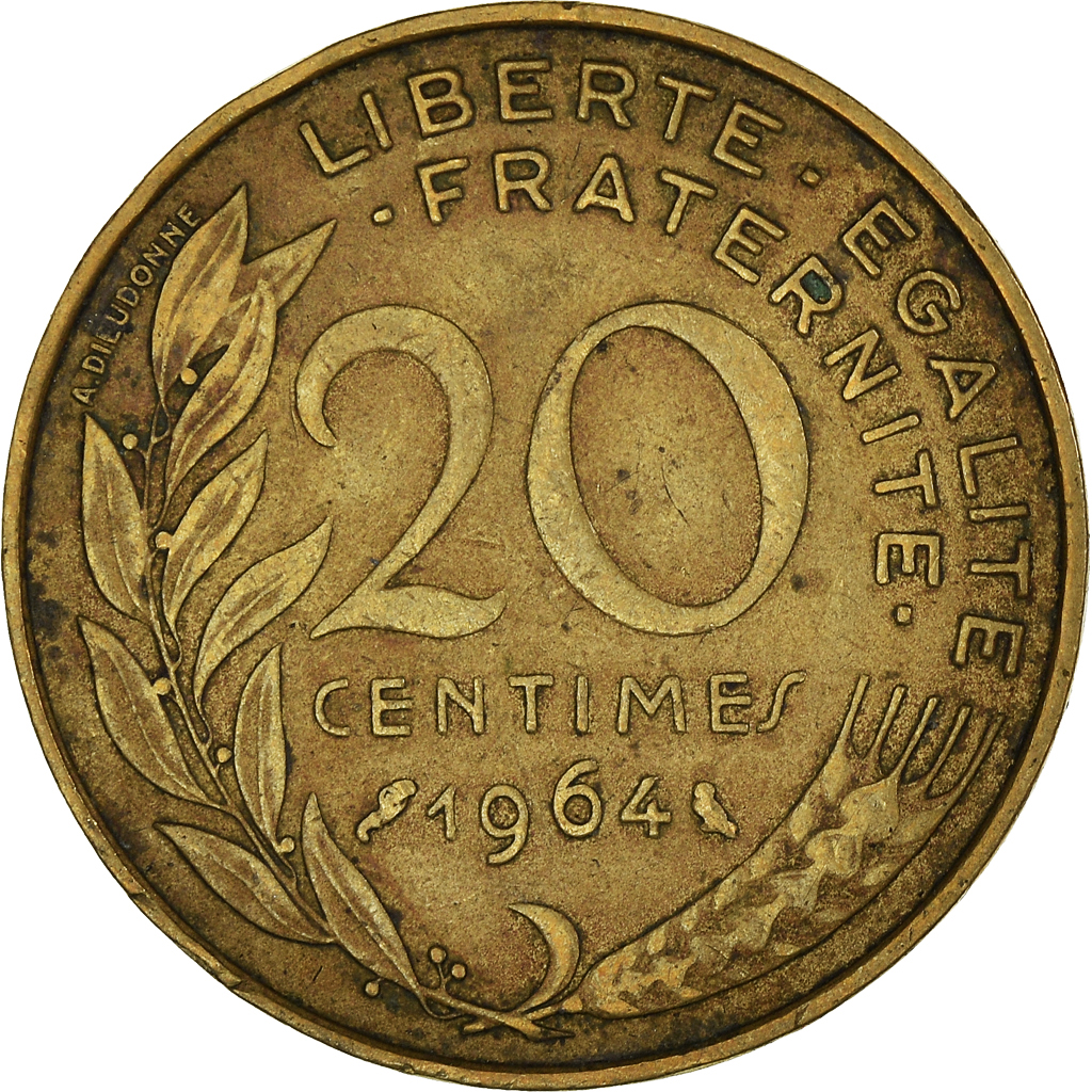 Moneda, Francia, 20 Centimes, 1964