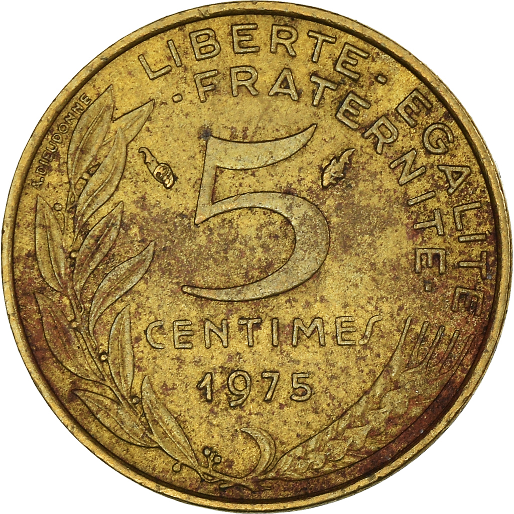 Moneda, Francia, 5 Centimes, 1975