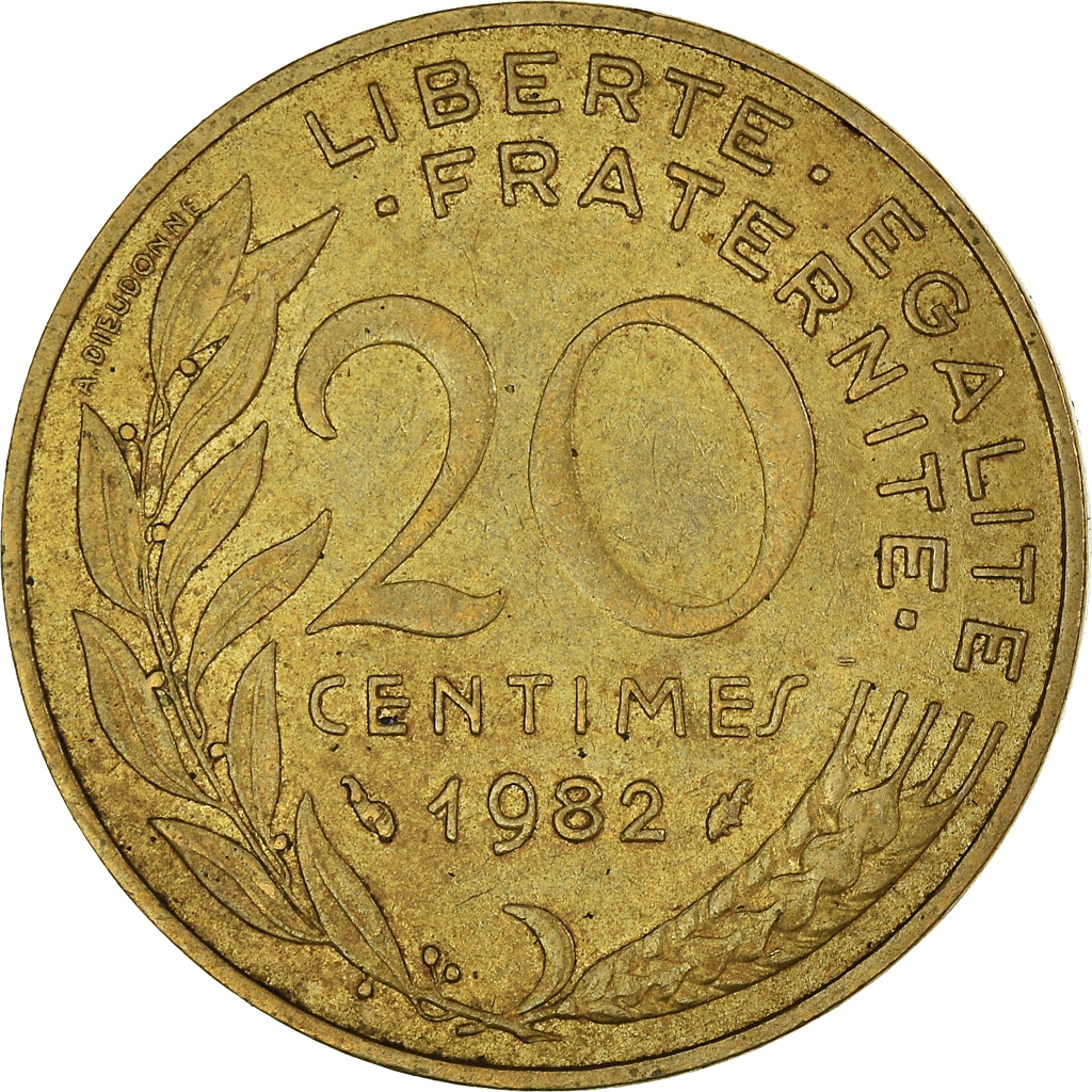 Moneda, Francia, 20 Centimes, 1982